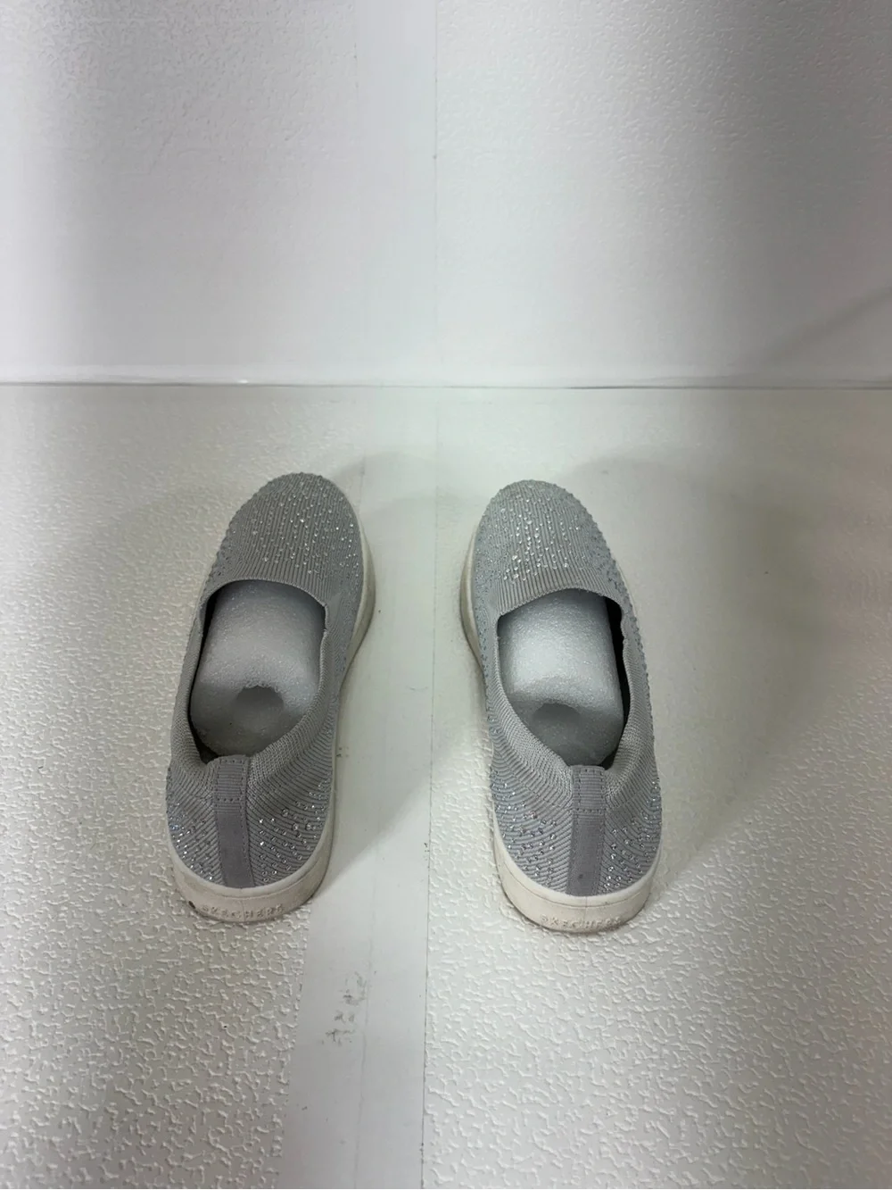 Skechers Silver Slip-On Sparkle Knit Sneakers s279